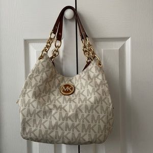 Michael Kors shoulderbag/Tote with leather handles and gold chain